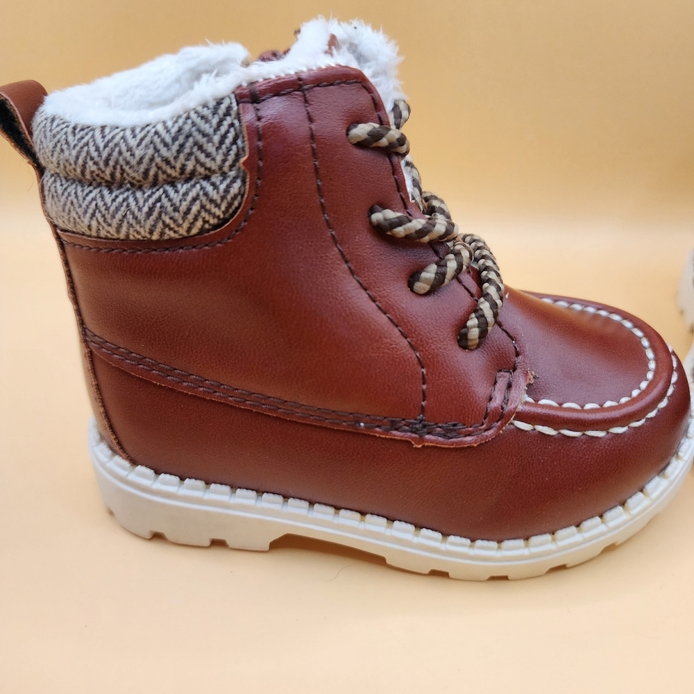 H&M Warm Lined Boots Toddler 2.5-3.5 Brown-Maroon Zip Up Tie Hennes & Mauritz - Picture 4 of 6